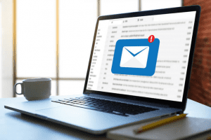 An email received on a laptop computer