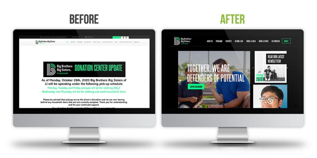 BBBSLI website before and after
