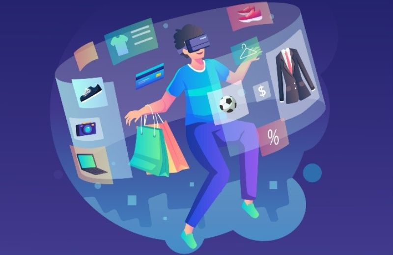 vector image of a boy wearing vr goggles exploring the internet