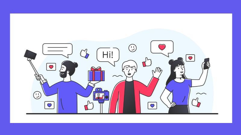 vector image of people doing different forms of user generated content
